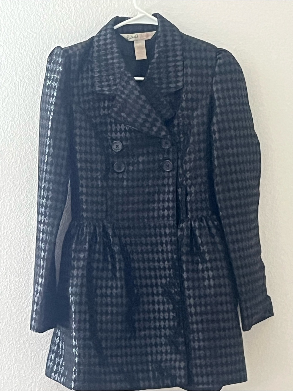 W by Worth Black Houndstooth Double-Breasted Pea Coat